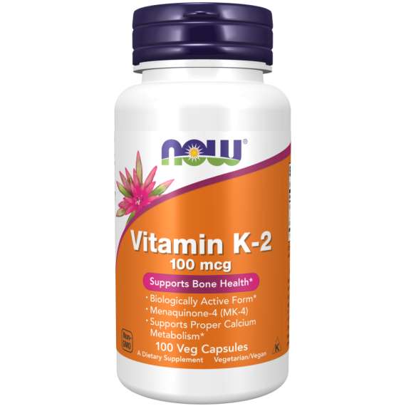 Now 100mcg Vitamin K2 100Capsules Supplement
