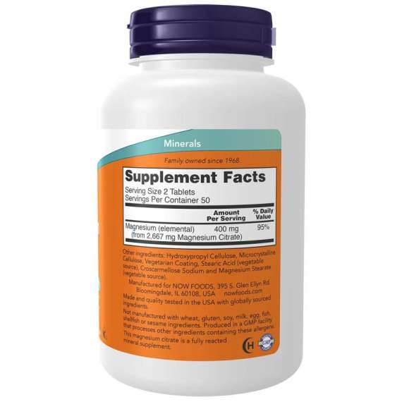Now 200mg Magnesium Citrate 100Tablets Supplement, 2 image