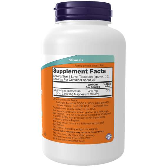 Now 227g Magnesium Citrate Pure Powder Supplement, 2 image