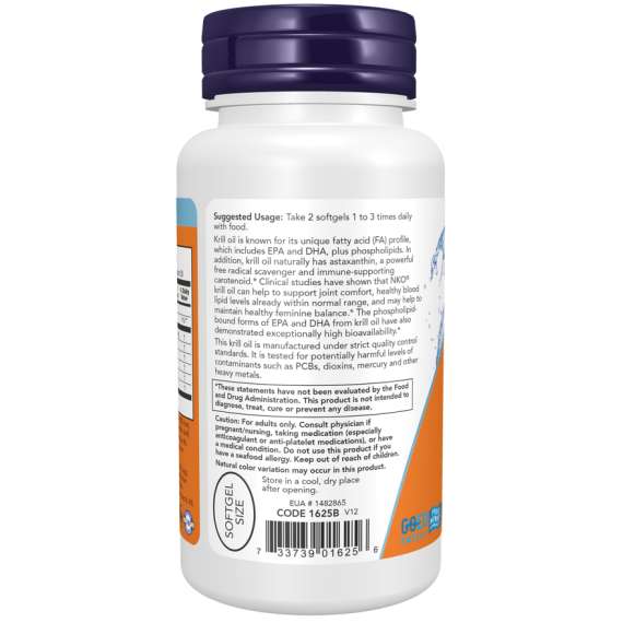 Now 500mg Neptune Krill Oil 60Softgels Supplement, 3 image