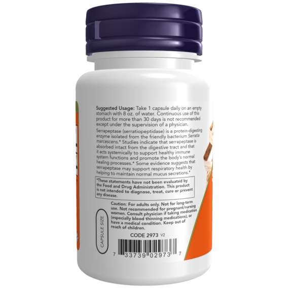Now Serrapeptase 60Capsules Supplement, 3 image
