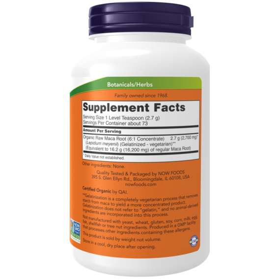 Now 198g Maca Pure Powder Supplement, 2 image