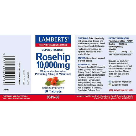 Lamberts Rosehip 10000mg 60Tablets Supplement, 2 image