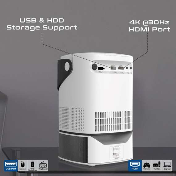 Promate Wireless 4K Ultra HD DLP Projector, 4 image