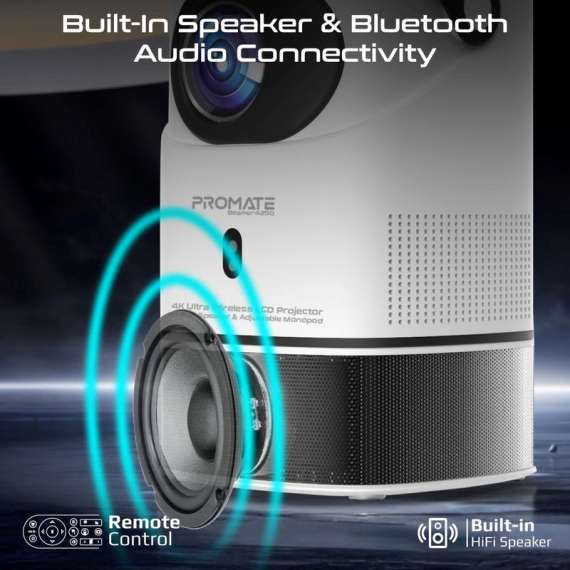 Promate Wireless 4K Ultra HD DLP Projector, 6 image