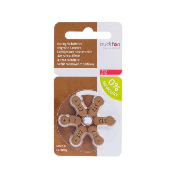 Audifon Size312 6Pack Hearing Aid Batteries