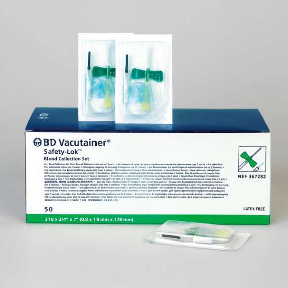 BD Vacutainer Safetylok 50Pack Blood Collection Set, Needle Size: 21G, Needle Length : 19mm