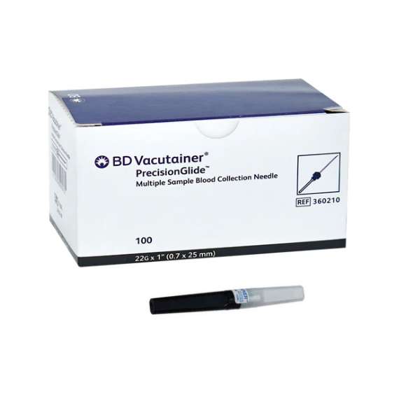 BD Vacutainer Precision Glide 100Pack Multi Sample Blood Collection Needles, Needle Size: 22G, Needle Length : 25mm