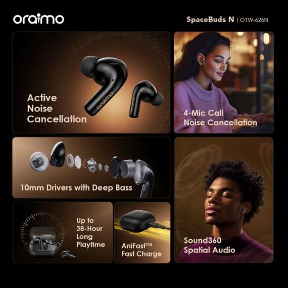 Oraimo SpaceBuds N ANC True Wireless Earbuds, 3 image