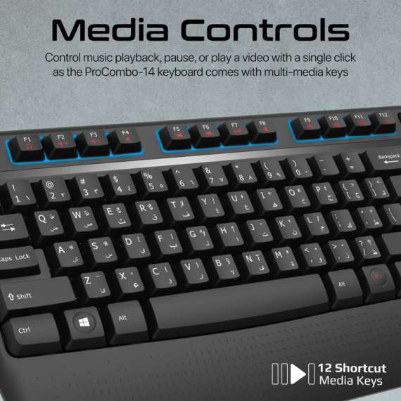 Promate Ergonomic Wireless Multimedia Keyboard and Mouse Combo, 5 image