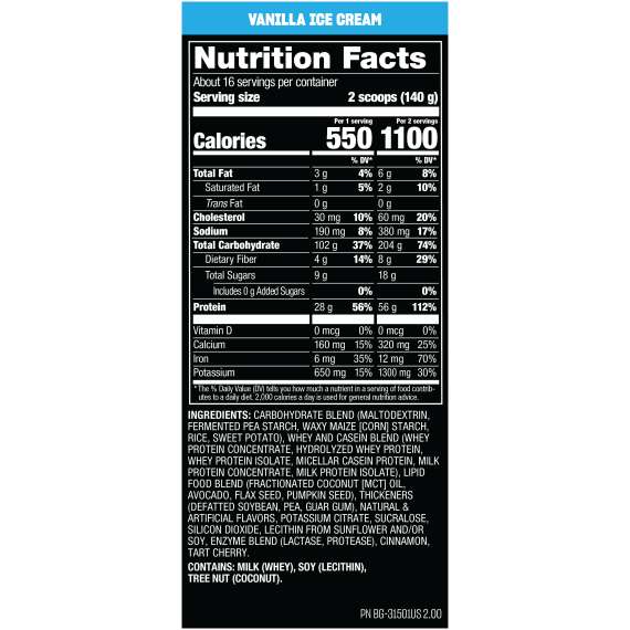 Mutant Mass 2.27Kg Muscle Mass Gainer, Flavor: Vanilla Ice Cream, 2 image