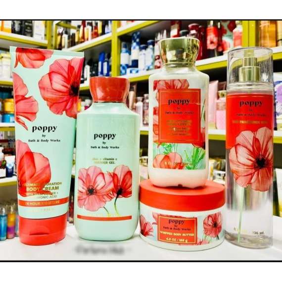 Bath and Body Works Poppy Five Bundle Set
