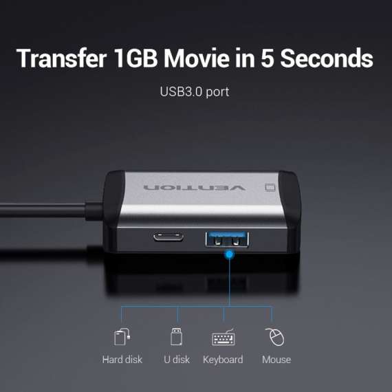 Vention Type-C to HDMI/VGA/USB3.0/PD Converter, 3 image
