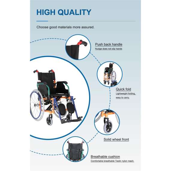 Dayang Steel Foldable Childrens Wheelchair with Legrest, 5 image
