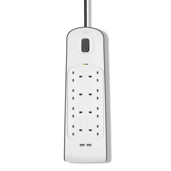 Belkin 2.4 Amp USB Charging 8 Way Surge Protector Extension Cable