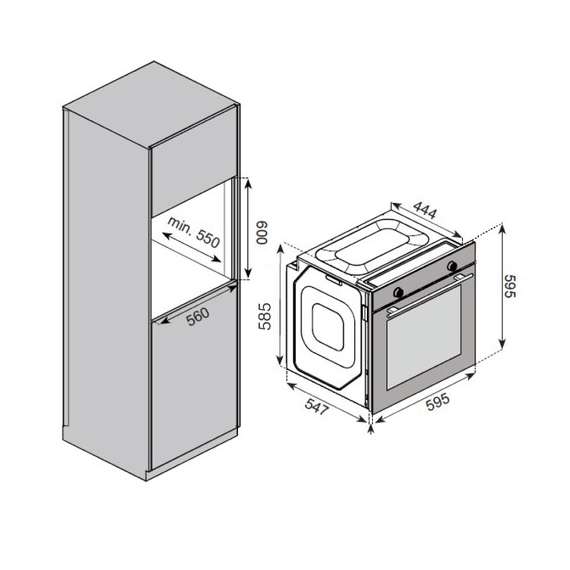 Mika MBV14101MBG 60cm 73L Built In Oven, 2 image