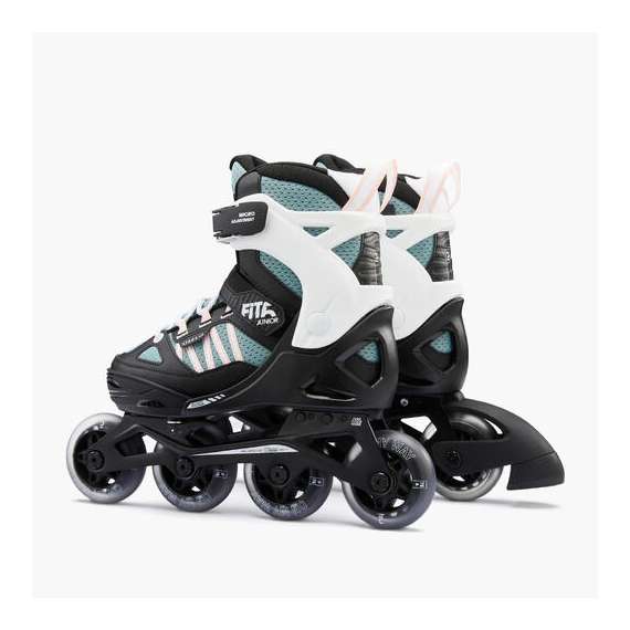 Oxelo Fit5 Kids Inline Fitness Skates, Product Colour: Green & Pink, Shoe Size: UK 2.5-5 / EU 35-38, 2 image