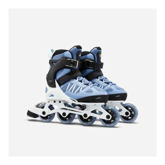 Oxelo Fit5 Kids Inline Fitness Skates, Product Colour: White & Blue, Shoe Size: UK 2.5-5 / EU 35-38