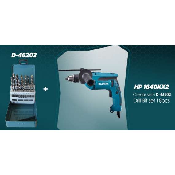 Makita HP 1640KX2 Drill+18Pcs DRILL BIT SET, 2 image