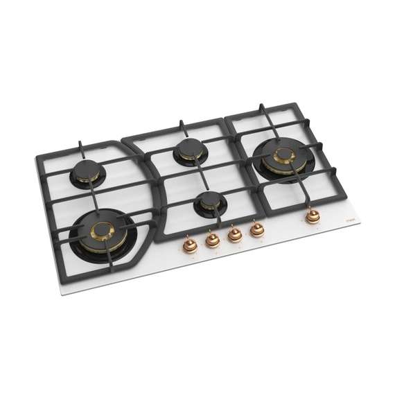 MIKA Built-In 90cm 5 Gas with 2 WOK BRASS SABAF Burner Gas Hob, 2 image