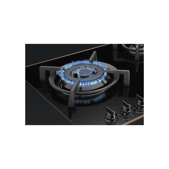 SMEG PV695LCNR 5 Gas  Black Glass WOK Cast Iron 90CM Built In Hob, 2 image