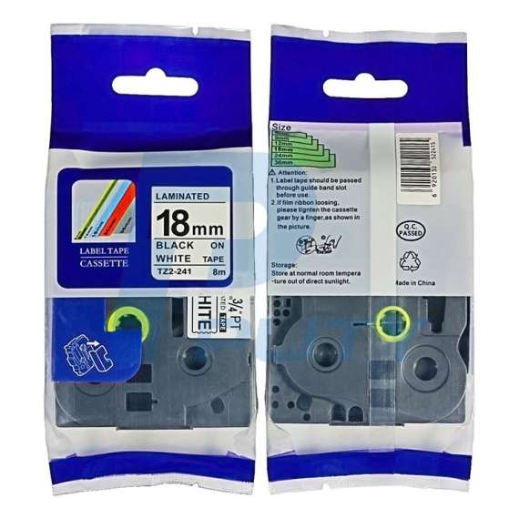 Brother TZ2-241 18mm Black on White Compatible Label Tape