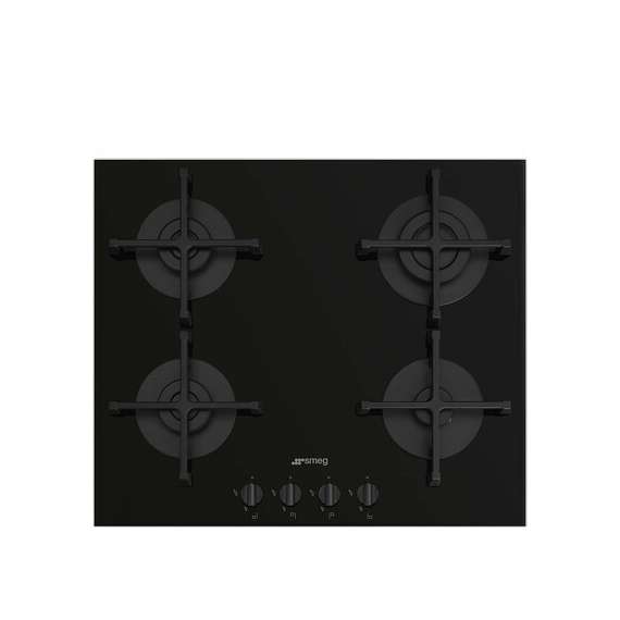 SMEG PV264B 4 Gas Black Glass Cast Iron 60CM Built In HOB
