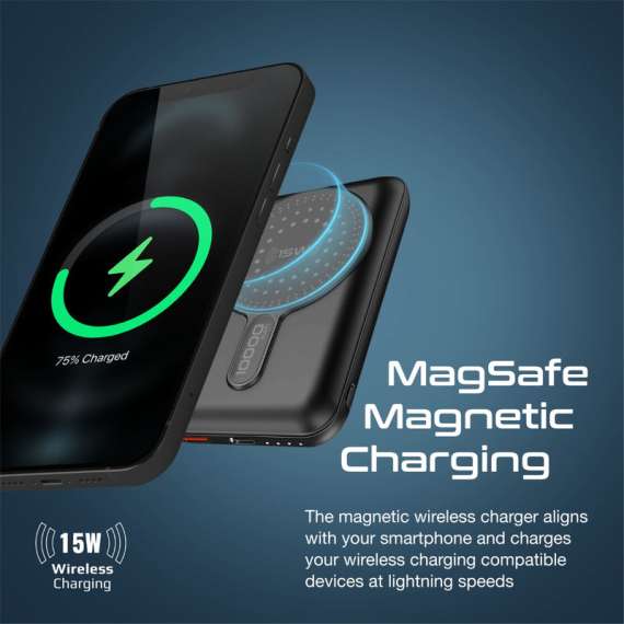 Promate PowerMag-10Pro 10000mAh MagSafe Wireless Charging Power Bank, 2 image