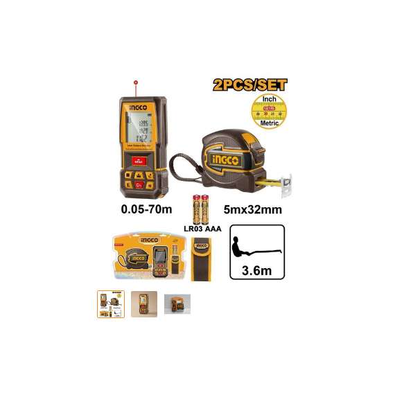 Ingco HLDD241201 Laser distance detector combo kit