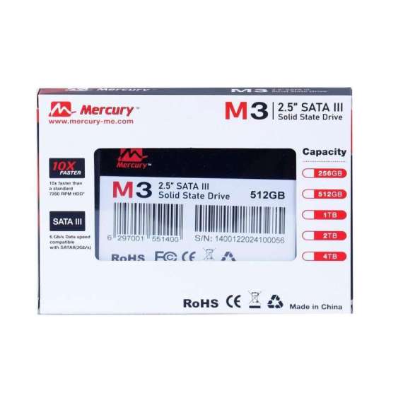 Mercury M3-512 2.5″ 512GB  SATA III Internal SSD