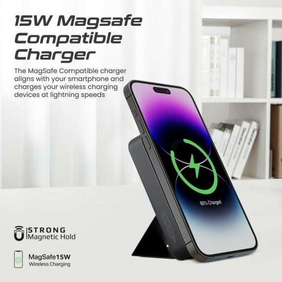 Promate 10000mAh MagSafe and Apple Watch Wireless Charging Power Bank, 3 image
