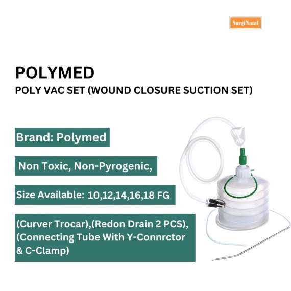 Polymed Polyvac Set Closed Wound Suction Unit, Tube Size: 10, 2 image