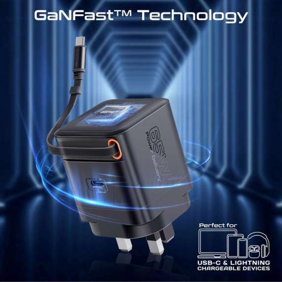 Promate 65W PD GanFast Charging Adapter, 4 image