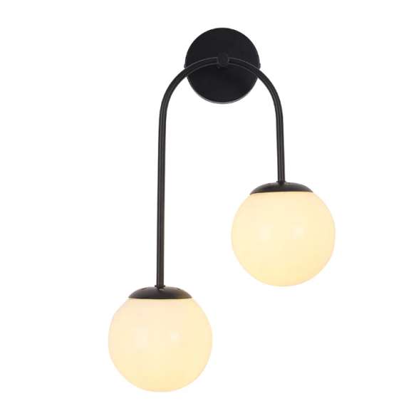 Tronic PL 1154-02-RT-BK Dual Globe Curve Black Finish Wall Light