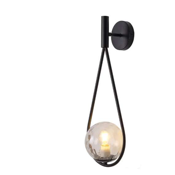 Tronic PL 1166-01-BK Teardrop Glass Accent Black Finish Wall Light