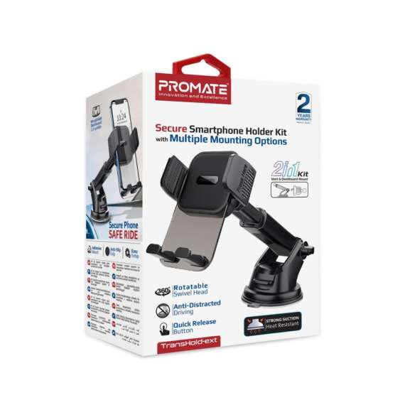 Promate Transparent Smartphone Cradle Car Mount Kit, 2 image