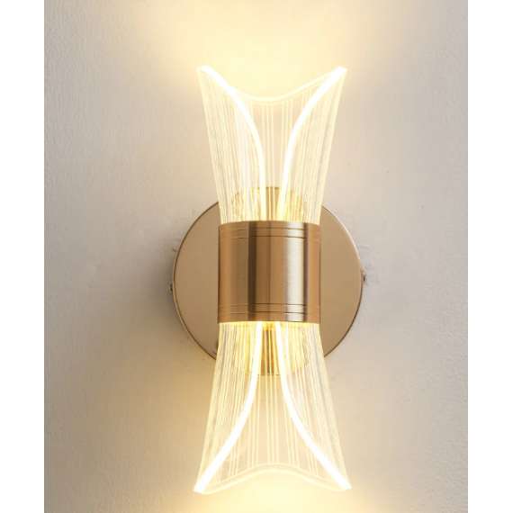 Tronic WH 2511-GO-TC Golden Beam Halo Wall Light with Clear Acrylic Detailing