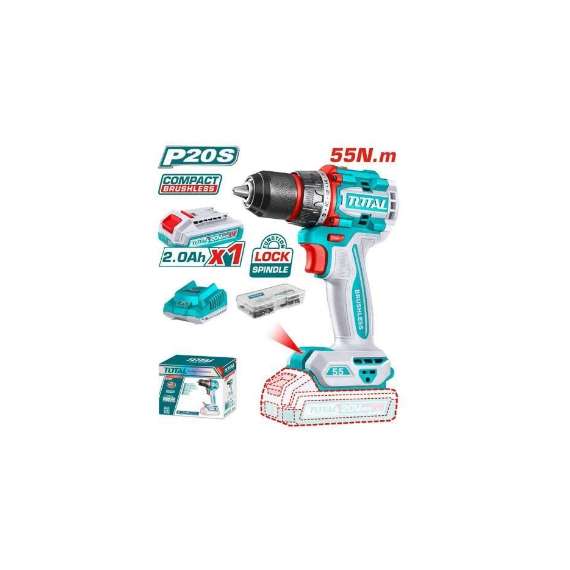 Total TDLI205582 20V 55Nm Compact Brushless Cordless Drill