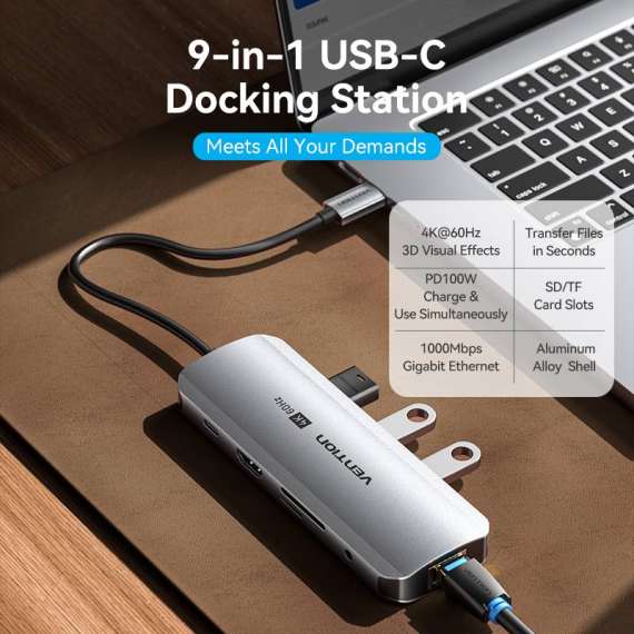 Vention USB C Multi-function 9 in 1  Docking Station, 2 image