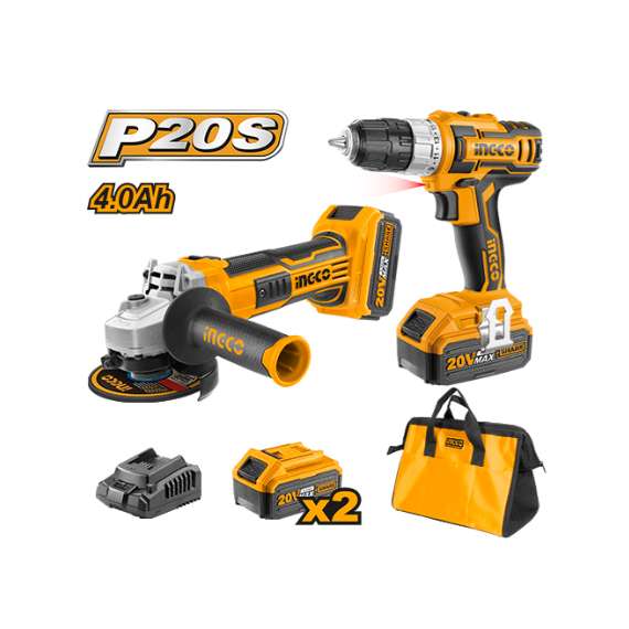 Ingco CKLI2009 20V LI-ION 20V Cordless 2PCS Combo Kit