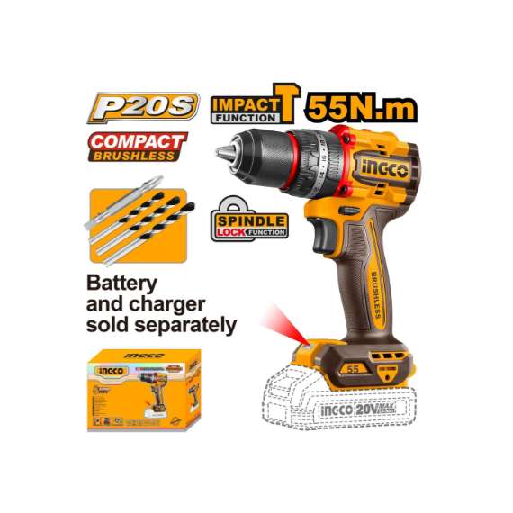 Ingco CIDLI205581 55NM Compact Brushless Drill