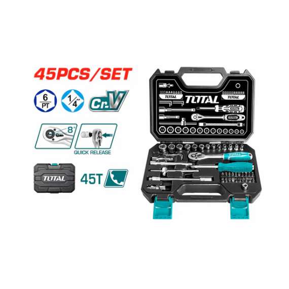 Total  THT141451 45Pcs 1/4″ socket set