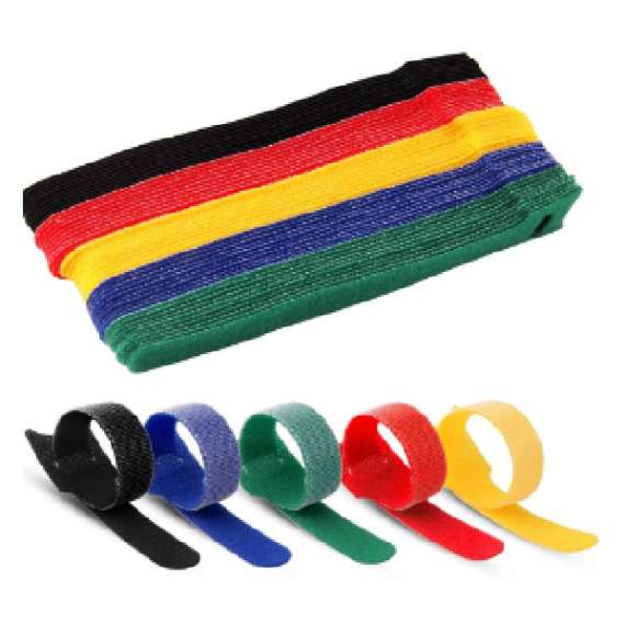 10Pack Multicoloured Velcro Cable Organisers