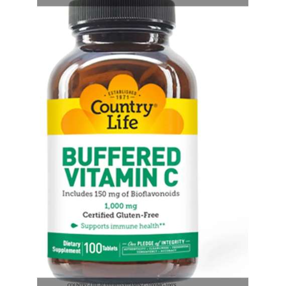 Country Life 1000mg Buffered 100 Vitamin C Tablets Supplement