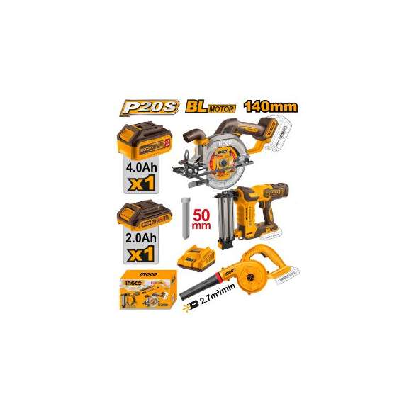 Ingco COSLI240683 20V LI-ION Cordless 3 PCS Combo Kit