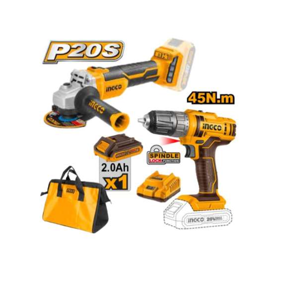 Ingco CKLITM1 5 PCS 20V Cordless Combo Set