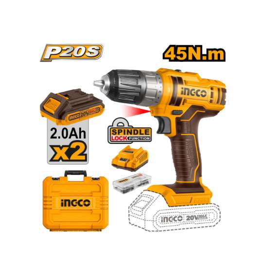 Ingco CDLI200528 20V 50Nm LI-ION Cordless Brushless Drill