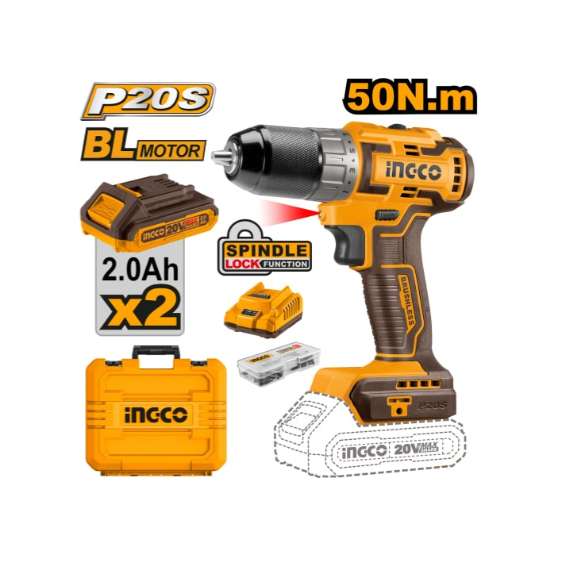 Ingco CIDLI20508 20V 50Nm Cordless Brushless Impact Drill