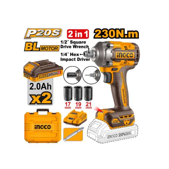 Ingco CIWLI20236 Cordless Impact Driver & Wrench