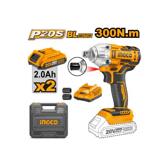 Ingco CIWLI2038 20V 300Nm Cordless LI-ION Impact Wrench